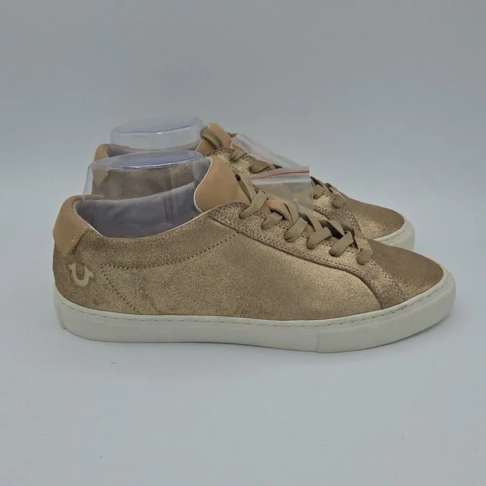 NWOB True Religion Women's Size 9 Gold Sneaker Athletic Shoes Lace Up